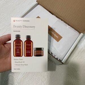 Beauty Heros July Box Sahajan toner, body oil, sleep mask BNWT